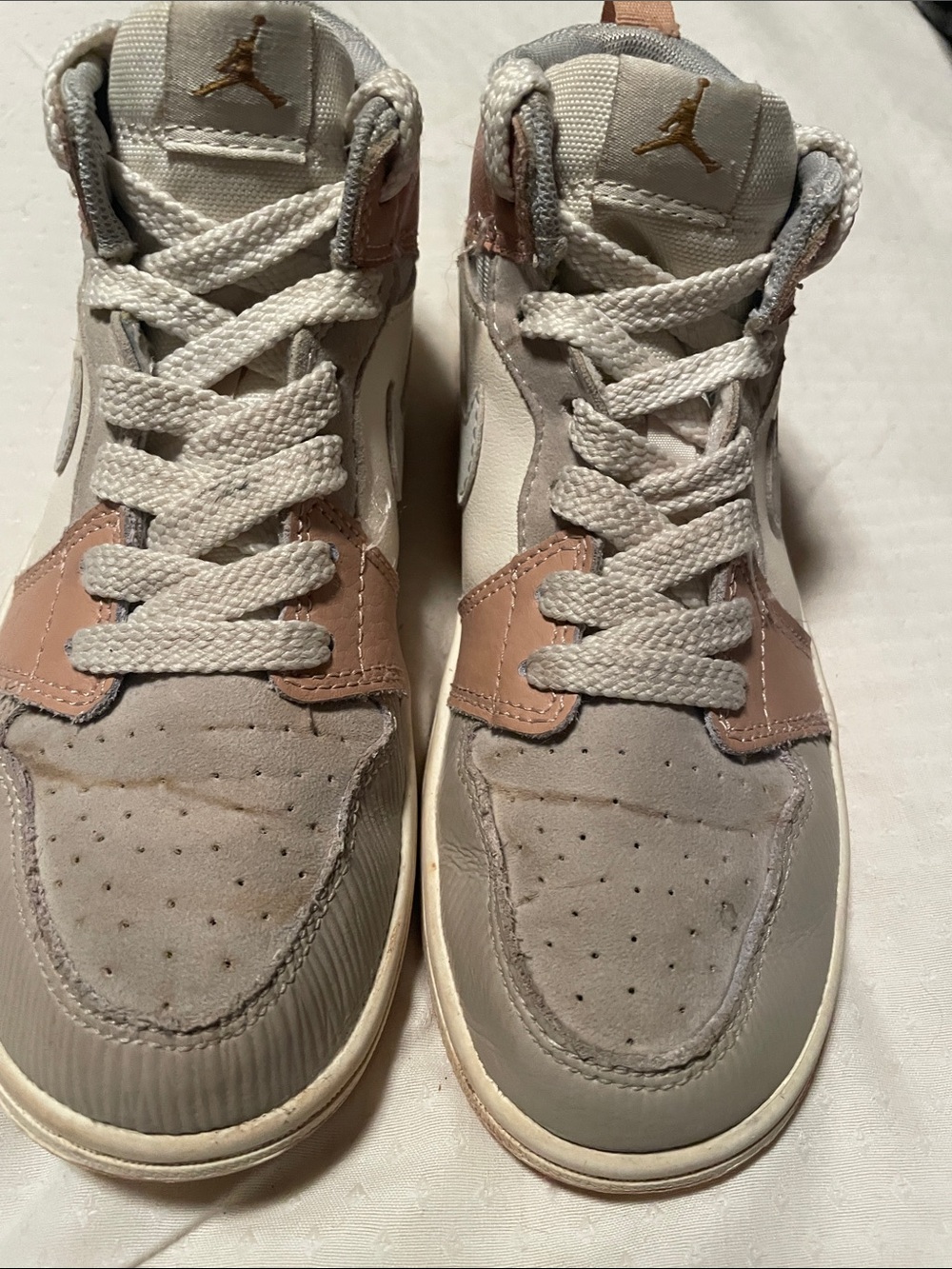 Jordan Kids High-Top Sneakers in Gray and Pink